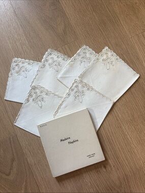 Madeira Napkins Set of White Embroidered Napkins